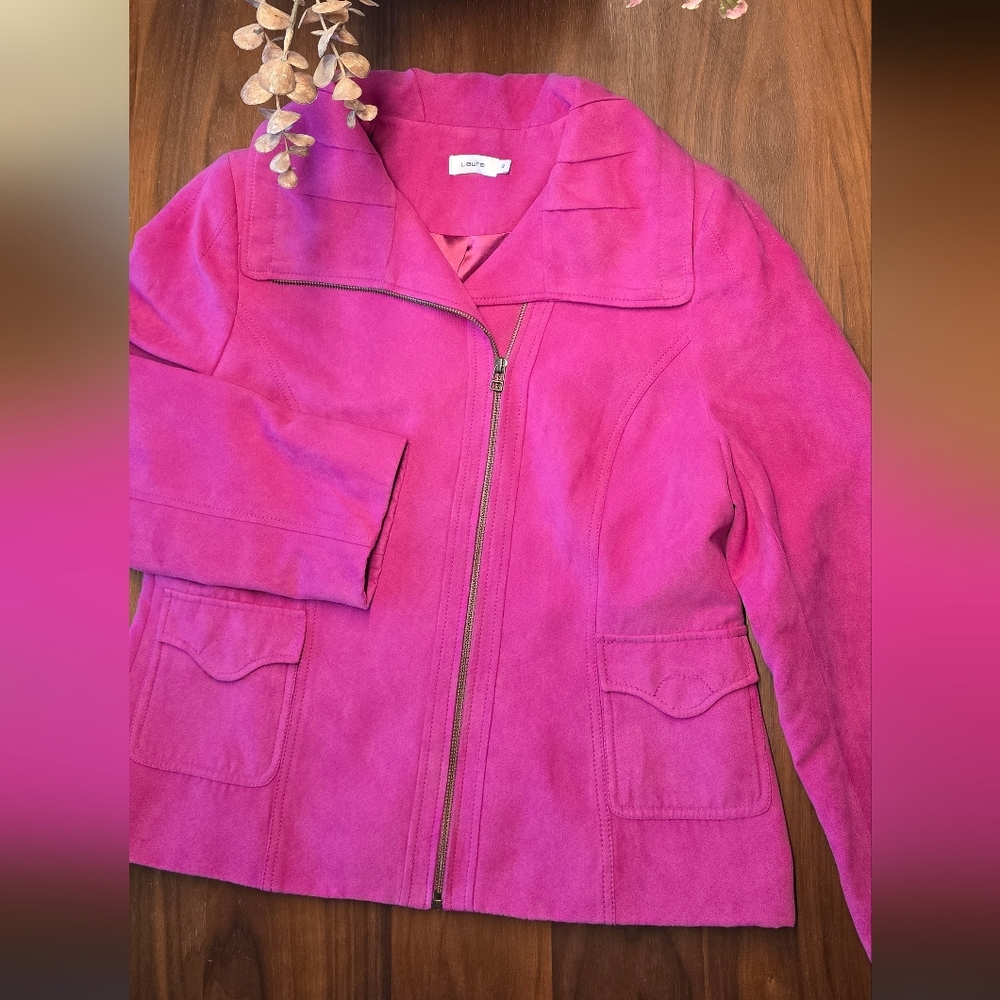 Vibrant Pink Faux Suede Jacket